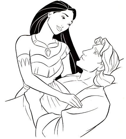 Pocahontas and Simpson coloring pages